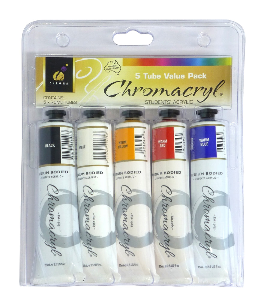 Paint Chromacryl 5 tube set Warm Colours